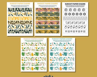 Sukkot Printable Paper Chain & Napkin Wraps | DIY Sukkah Decor, Jewish Holiday Table Decorations, Digital Download Crafts for Sukkot