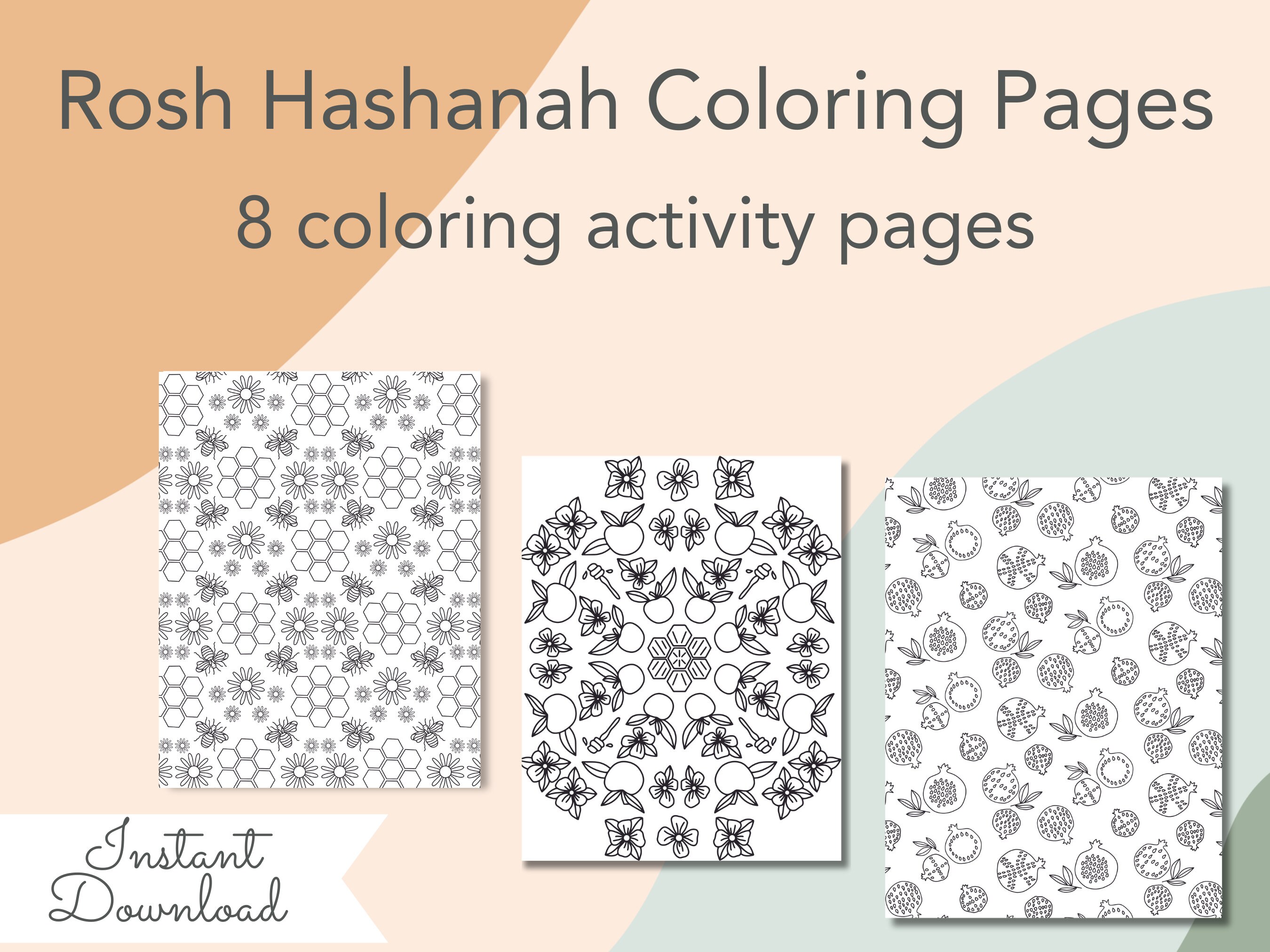 Rosh Hashanah Activity Coloring Book for Jewish Holidays Printable ...