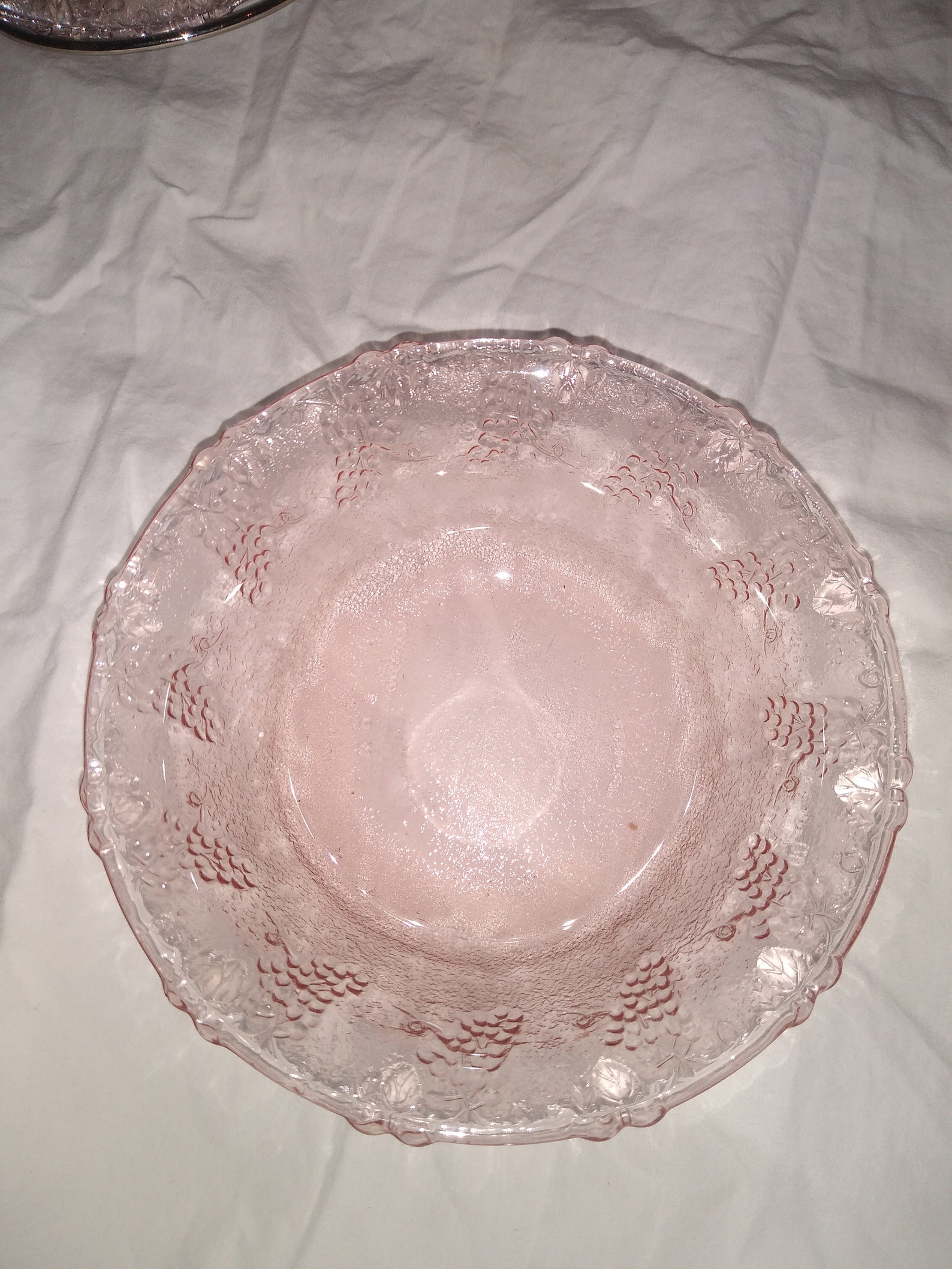 Pink Depression Glass Bowls Grape Design set of 2 Etsy