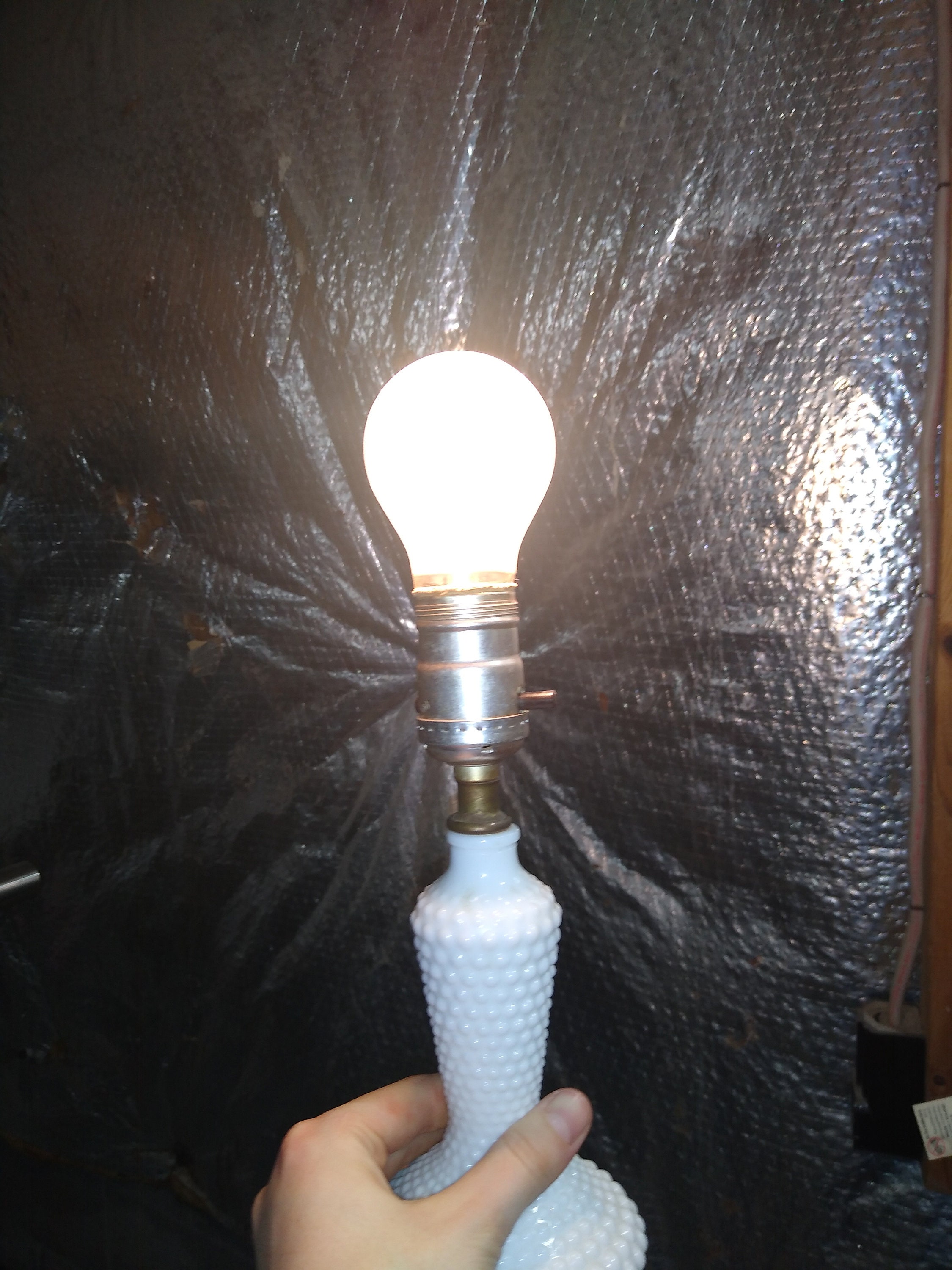 Trifooted Hobnail Milk Glass Table Lamp Etsy UK