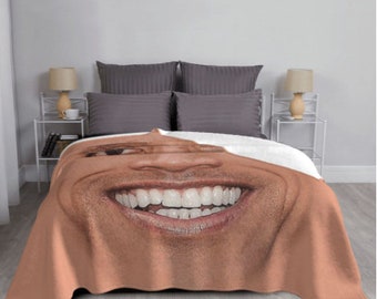 Cursed Dwayne the Rock Johnson Face Meme Warm Fleece Flannel Blanket -   Israel