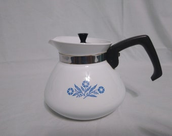 Vintage Corning Ware Blue Cornflower 6-Cup Coffee Tea Pot Kettle NO Lid