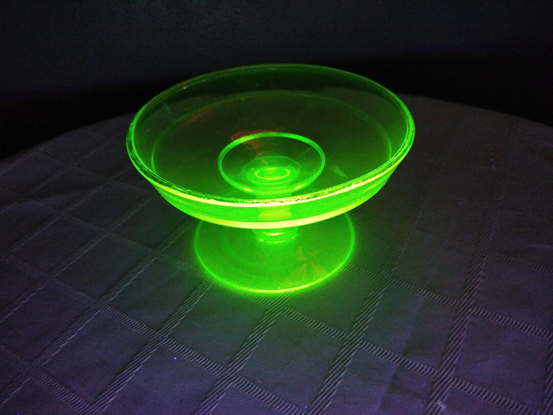 Uranium Glass Compote Etsy