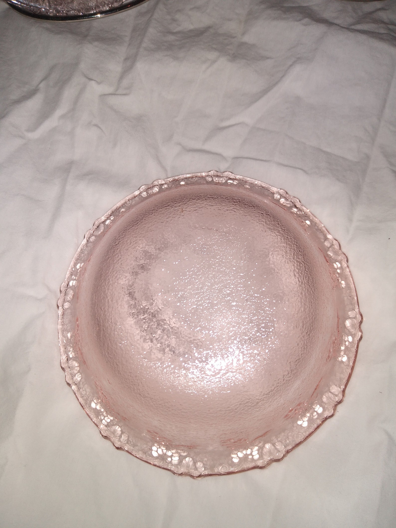 Pink Depression Glass Bowls Grape Design set of 2 Etsy