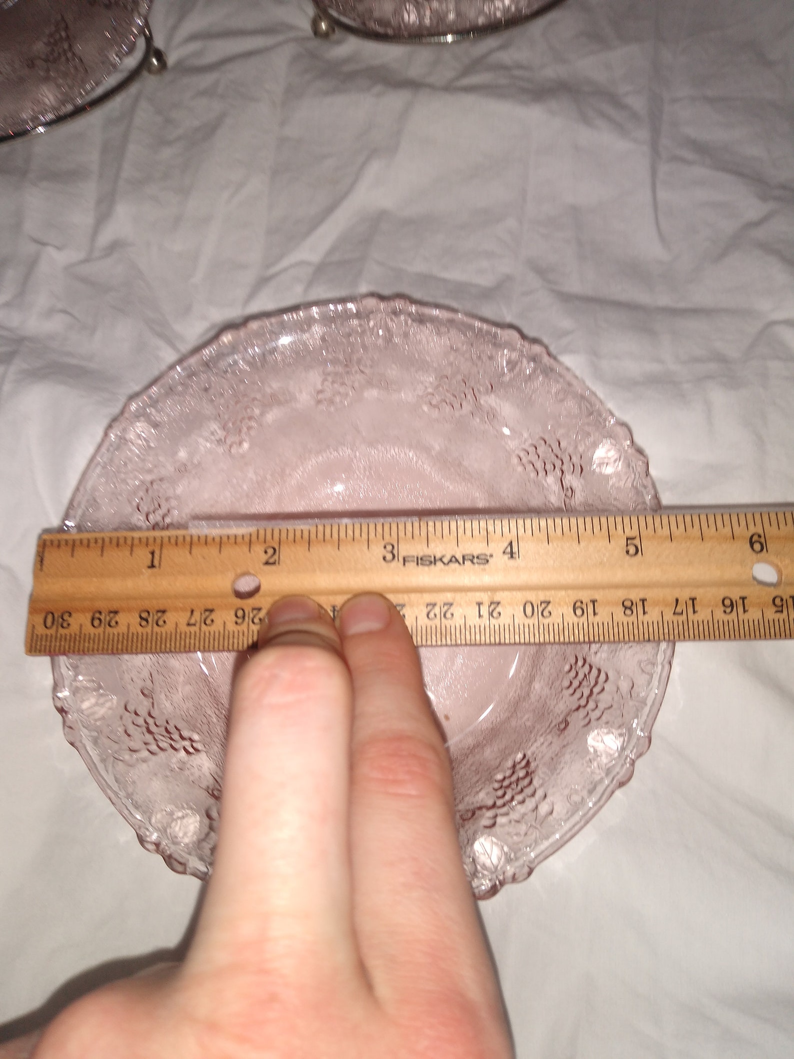 Pink Depression Glass Bowls Grape Design set of 2 Etsy