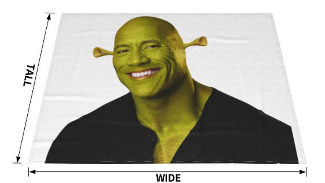 Cursed Dwayne the Rock Johnson Shrek Meme Warm Fleece Flannel -   Portugal