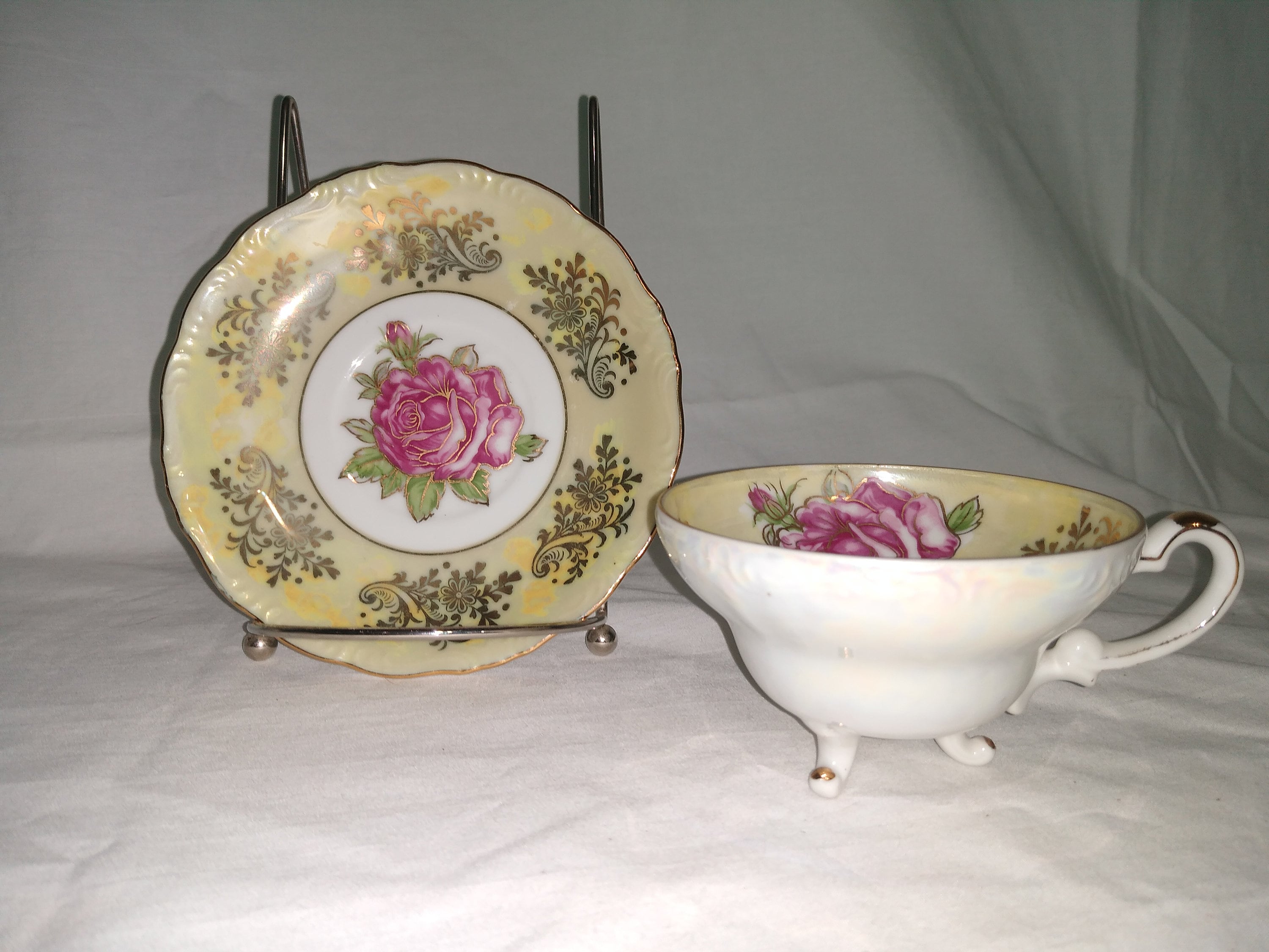 Royal Halsey Very Fine Bone China Teacup and Saucer Roses Etsy