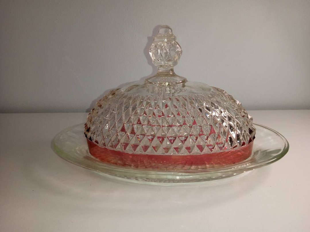 Kings Crown Ruby Red Cranberry Diamond Point Butter Dish - Etsy