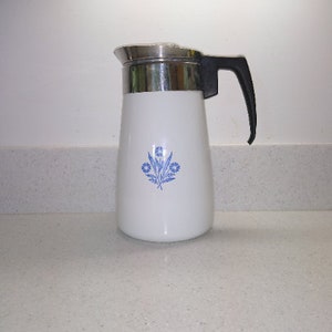 Vintage Stove Top Corning Ware Blue Cornflower 9 Cup Coffee Pot Percolator
