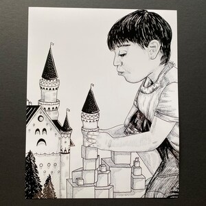 BUILD - 8&quot;x10&quot; Art Print, Inktober Pen and Ink Drawing