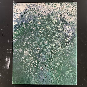 Seafoam Green Acrylic Pour Painting - 11&quot;x14&quot; Fluid Art Painting