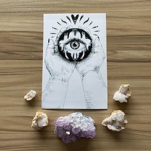 MINI Druck - Zauber - 4 &quot;x 6&quot; Kunstdruck, Stift und Tinte Inktober Zeichnung