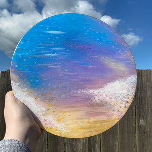 GLITTERY SKY - Lona esticada pintada de 12&quot; coberta com resina