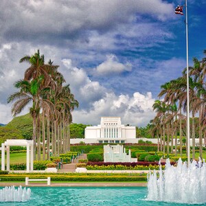 Hawaii Temple, LDS Hawaii Temple, Mormon Temple Laie Hawaii, Temple Picture, Home Decoration, Wall Art, Laie Oahu Hawaii  Landmarks