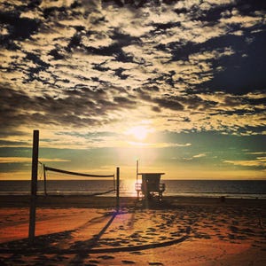 California Beach Volleyball Lifeguard Tower, Sunset, Office Decor, Bedroom Decor, Beach Photography, California Beach photography