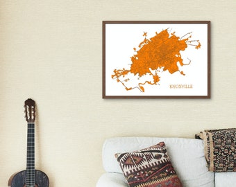 Knoxville, Tennessee Map Art (Set of 2) Wall Decor - University of Tennessee Volunteers - UT - Black & White