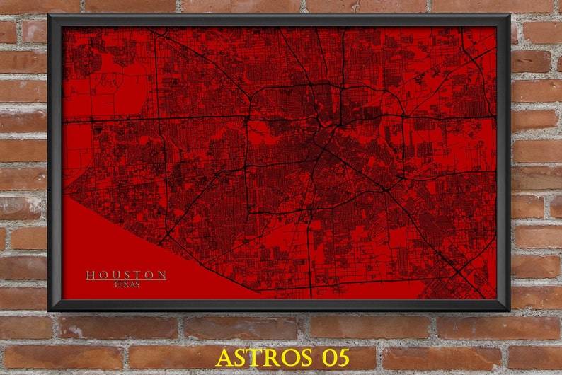 Texas Map Art Houston Rockets Dynamo Oilers Texans Astros Cougars Rice Owls Mancave Dorm Room Superfan Houston
