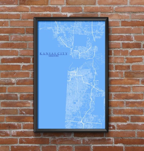 Kansas City Missouri Map Art Kc Royals Mancave Dorm Room Superfan