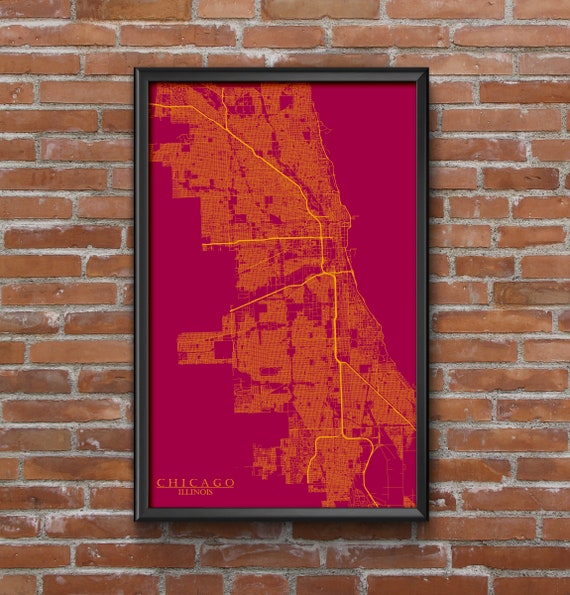 Chicago Illinois Map Art Loyola Chicago Mancave Dorm Room Superfan