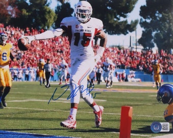 Foto autografiada de 8x10 de Davante Adams - Fresno State Bulldogs - Certificado de autenticidad Beckett