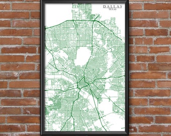Dallas, Texas Map Art (Dallas Stars)