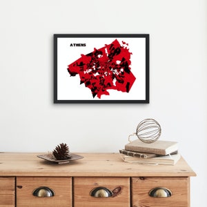 Athens, Georgia Map Art (Set of 2) Wall Decor - University of Georgia Bulldogs - Black & White