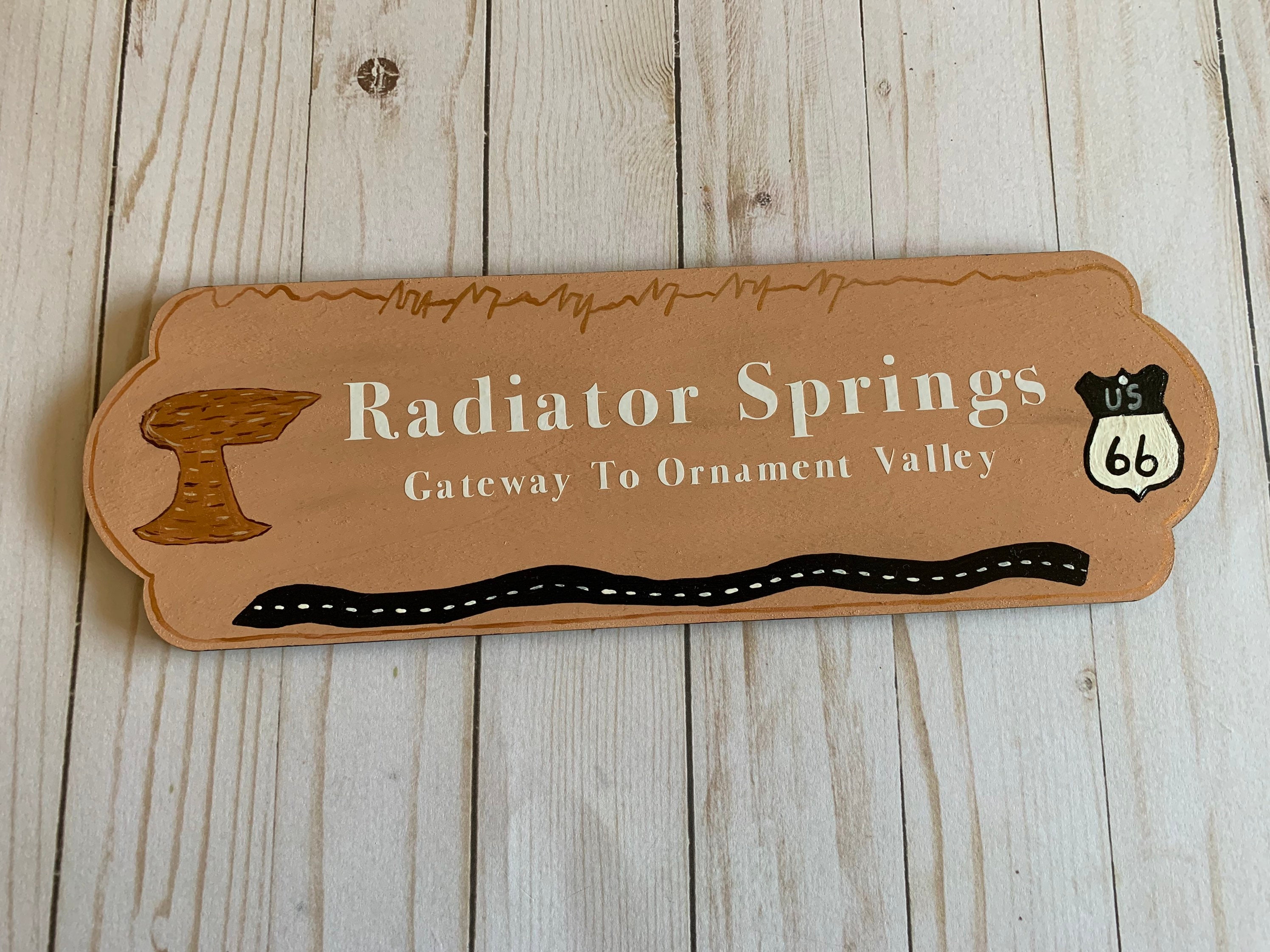 11" RADIATOR SPRINGS Cars Disney wood sign pop ART Wood Vtg style Sign 
