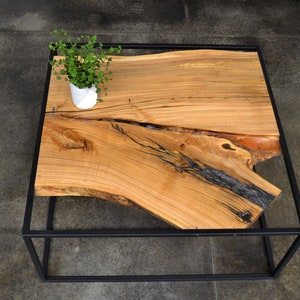 Unique Metal Live Edge Industrial Style Coffee Table