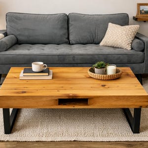 Handcrafted Reclaimed Barn Beam Coffee Table, Metal Legs, Ideal for Man Cave immagine 14