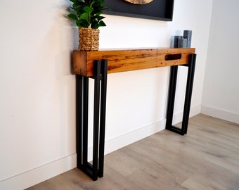 Narrow console table, entryway table, farm house table, barn table, hallway table, industrial table, beam table, modern wood table, unique