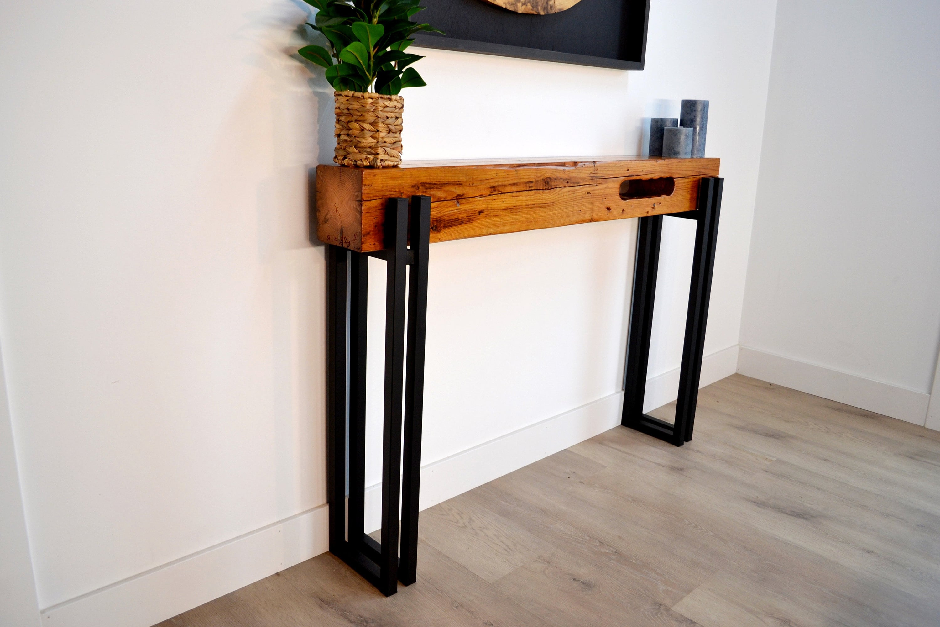 Reclaimed Barn Beam Console Table, Industrial Entryway Table - Etsy