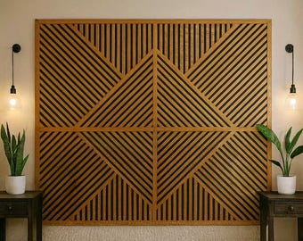 Modern Geometric Wood Accent Wall, Custom-Made Wall Art Panel