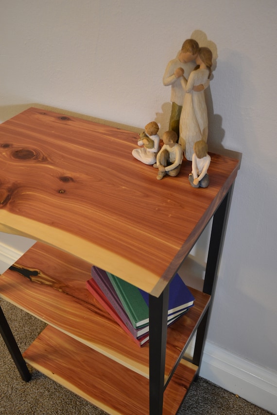Small Live Edge Red Cedar Console or Entryway Table With Metal