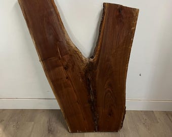 Y-Shaped Black Walnut Wood Slab, Kiln-Dried Live Edge Lumber