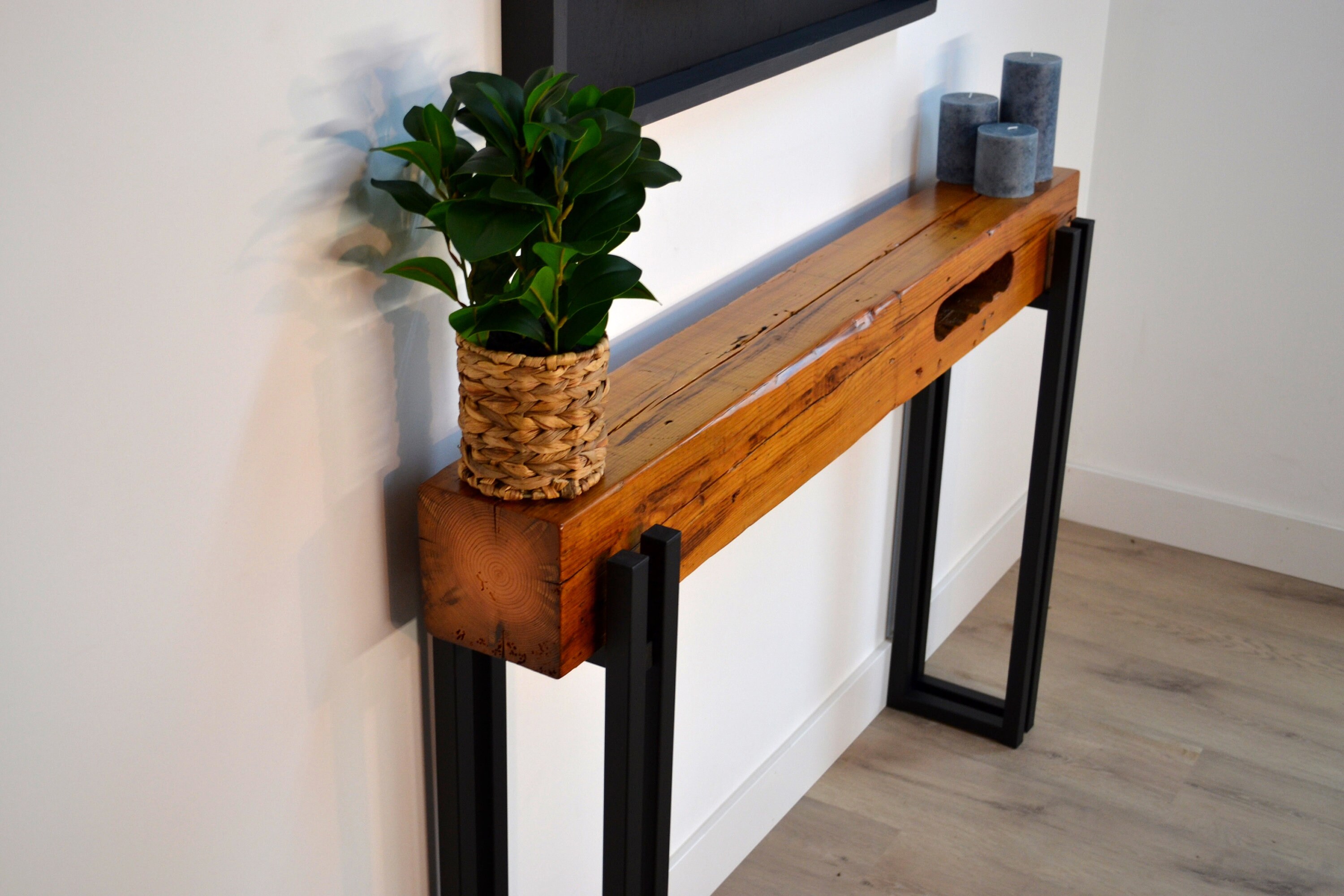 Reclaimed Barn Beam Console Table, Industrial Entryway Table - Etsy