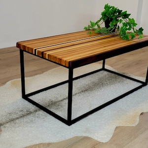 Metzger Tisch, Massivholz Couchtisch, Holz und Stahltisch, Wohnzimmermöbel, UnikatTisch, moderner Tisch, moderner Tisch, moderner Tisch Bild 3