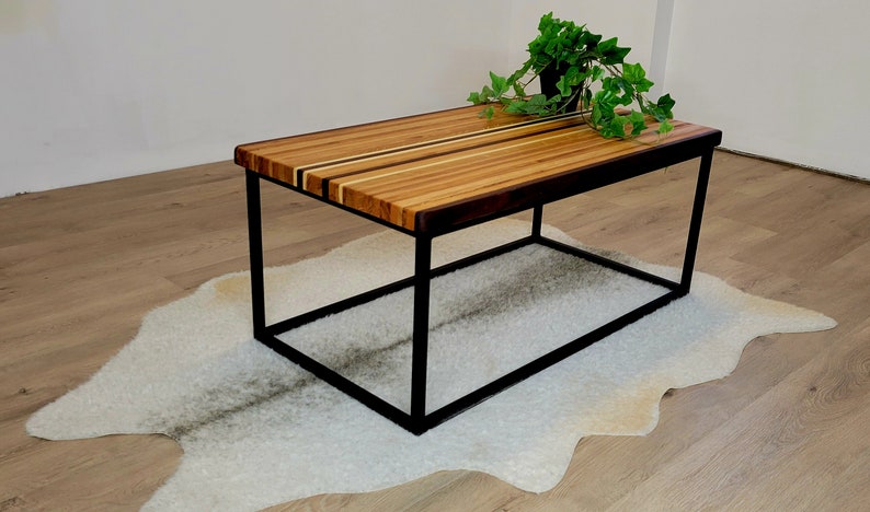 Metzger Tisch, Massivholz Couchtisch, Holz und Stahltisch, Wohnzimmermöbel, UnikatTisch, moderner Tisch, moderner Tisch, moderner Tisch Bild 3