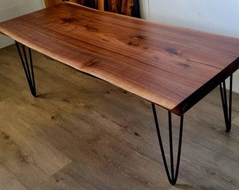 Live edge coffee table, natural edge coffee table, wood slab table, coffee table, small coffee table, dark coffee table, black walnut table