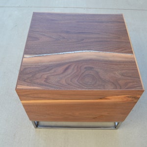 Unique accent table, wooden cube, side table, live edge small table, small coffee table, unique coffee table image 4