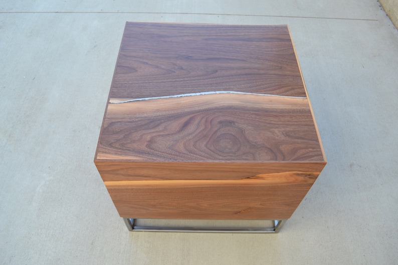 Unique accent table, wooden cube, side table, live edge small table, small coffee table, unique coffee table image 4