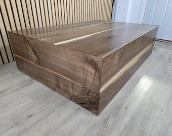 Black Walnut Square Coffee Table, Modern Cube Design