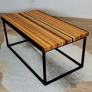 Metzger Tisch, Massivholz Couchtisch, Holz und Stahltisch, Wohnzimmermöbel, UnikatTisch, moderner Tisch, moderner Tisch, moderner Tisch Bild 1