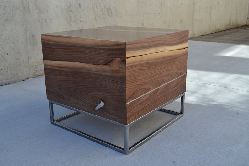 Unique accent table, wooden cube, side table, live edge small table, small coffee table, unique coffee table image 9