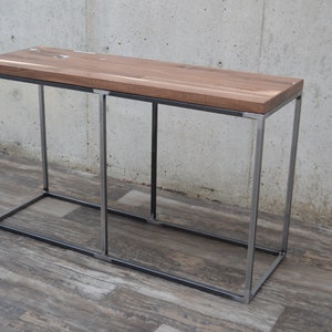 Black Walnut Console Sofa Table With Steel Base