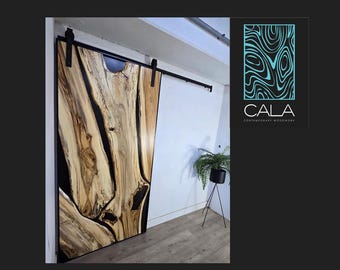 Live Edge Hackberry Sliding Barn Door, Custom Interior Door