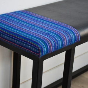 Unique Bench, Leather Bench, modern Bench, black  Bench, Upcycled Bench, Upholstered Bench, Entryway Bench, Indigenous Bench