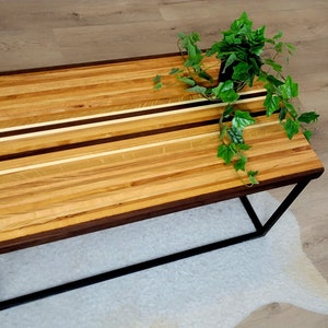 Metzger Tisch, Massivholz Couchtisch, Holz und Stahltisch, Wohnzimmermöbel, UnikatTisch, moderner Tisch, moderner Tisch, moderner Tisch Bild 5