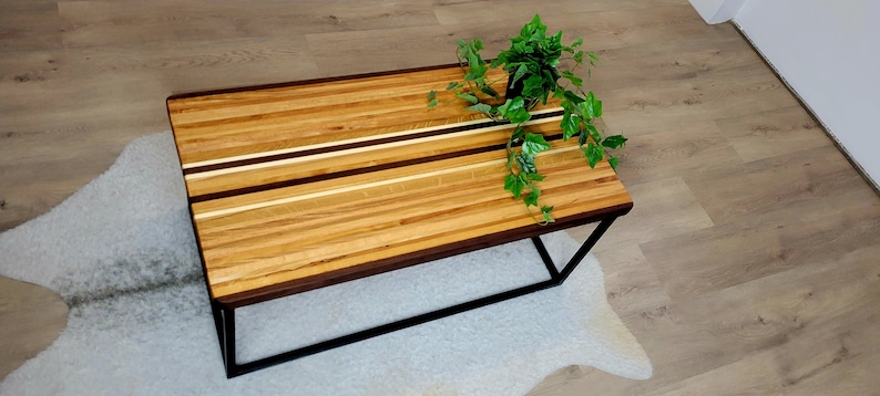 Metzger Tisch, Massivholz Couchtisch, Holz und Stahltisch, Wohnzimmermöbel, UnikatTisch, moderner Tisch, moderner Tisch, moderner Tisch Bild 5