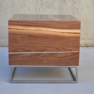 Unique accent table, wooden cube, side table, live edge small table, small coffee table, unique coffee table image 2