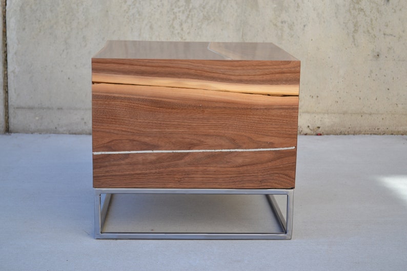 Unique accent table, wooden cube, side table, live edge small table, small coffee table, unique coffee table image 2